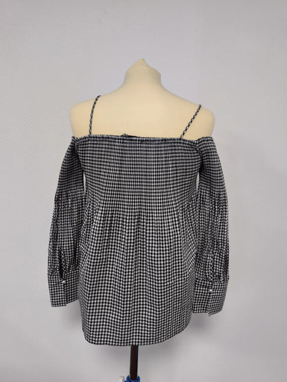 Zara Basic Off-Shoulder Gingham Top