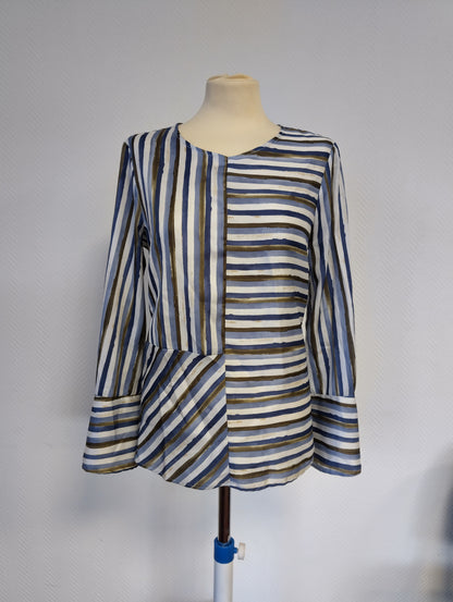 Front view of a stylish striped blouse