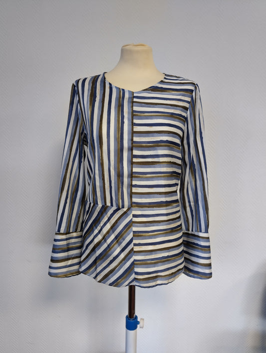 Front view of a stylish striped blouse