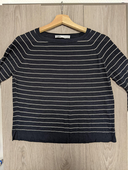 Zara striped long sleeve top on hanger