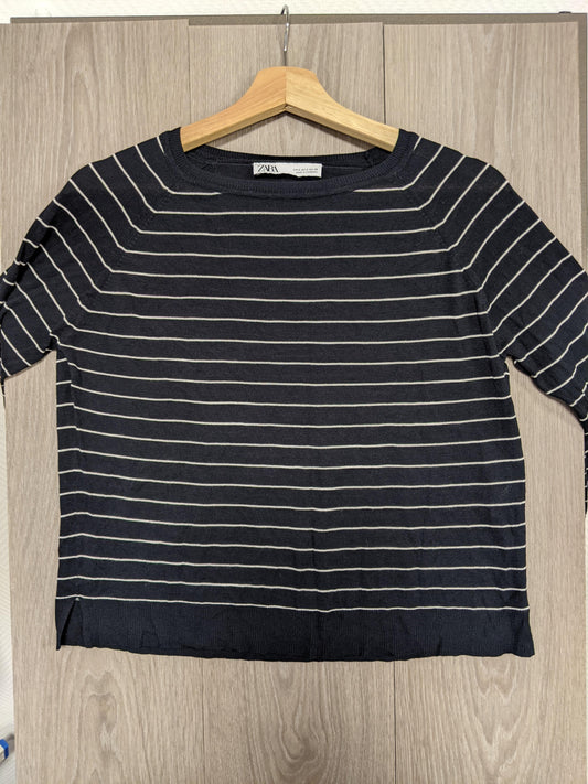 Zara striped long sleeve top on hanger