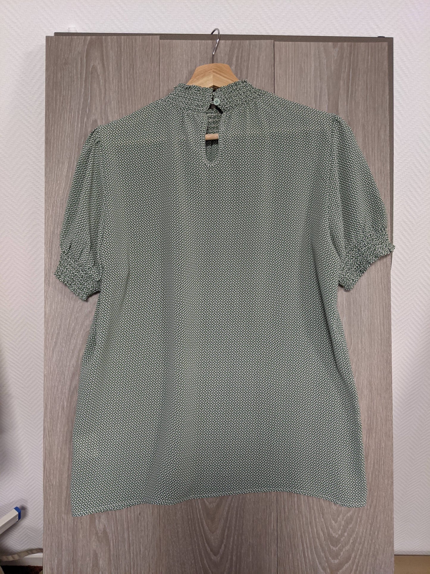 Back view of the green printed blouse