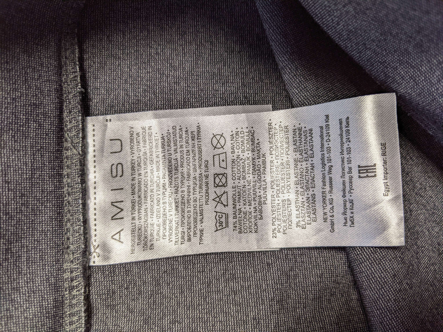 Care and size label of the skirt