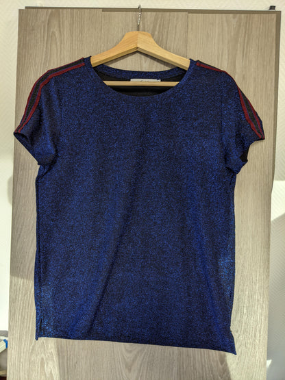 Front view of the blue t-shirt