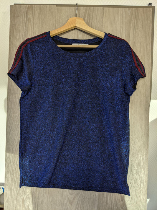 Front view of the blue t-shirt