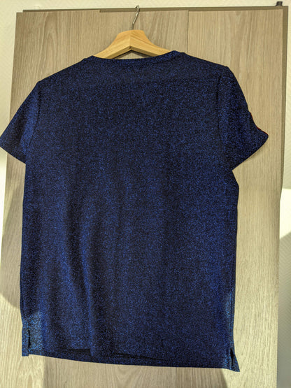 Back view of the blue t-shirt