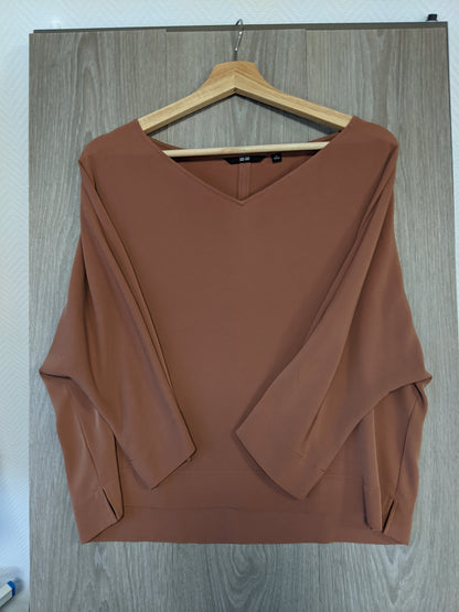 Brown V-neck top front view