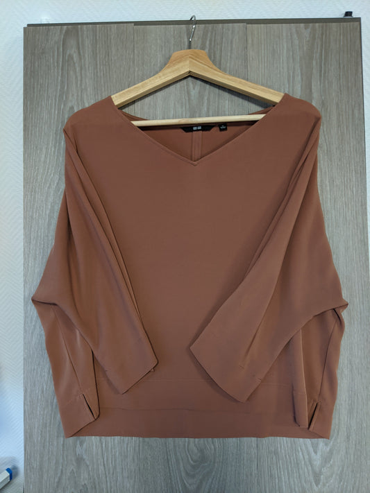 Brown V-neck top front view