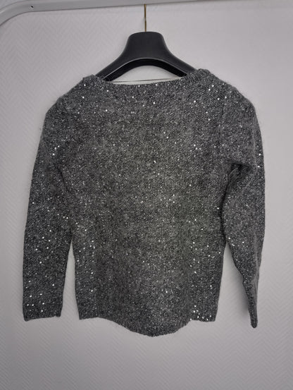 Back view of gray Zaraknit sweater
