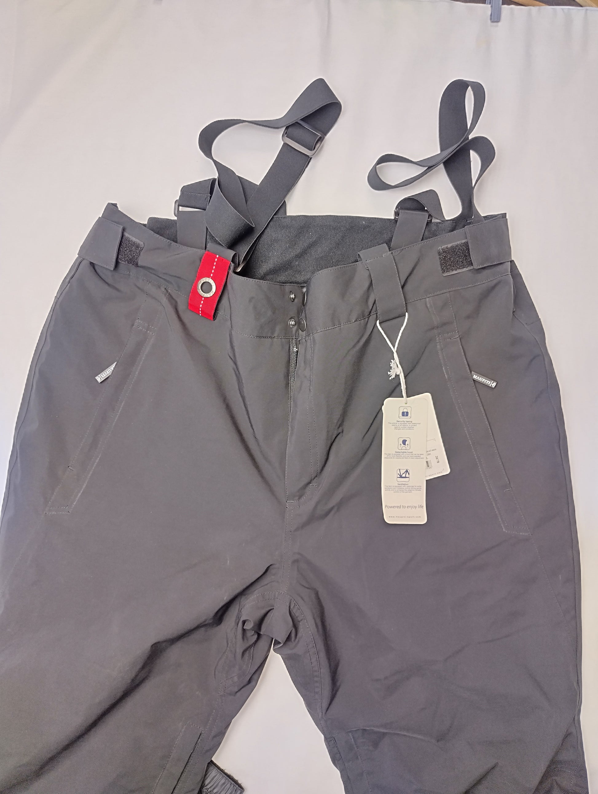 Top view of the pants showing straps