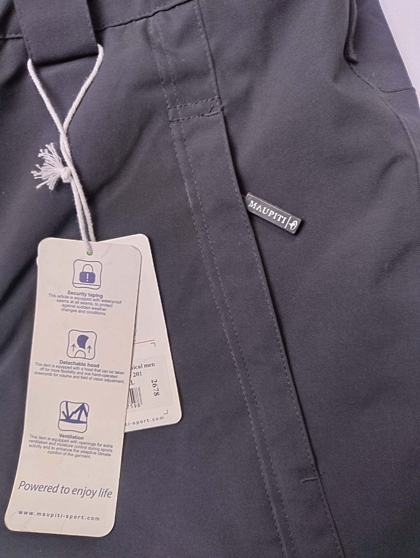 Detail view of the pants with tags
