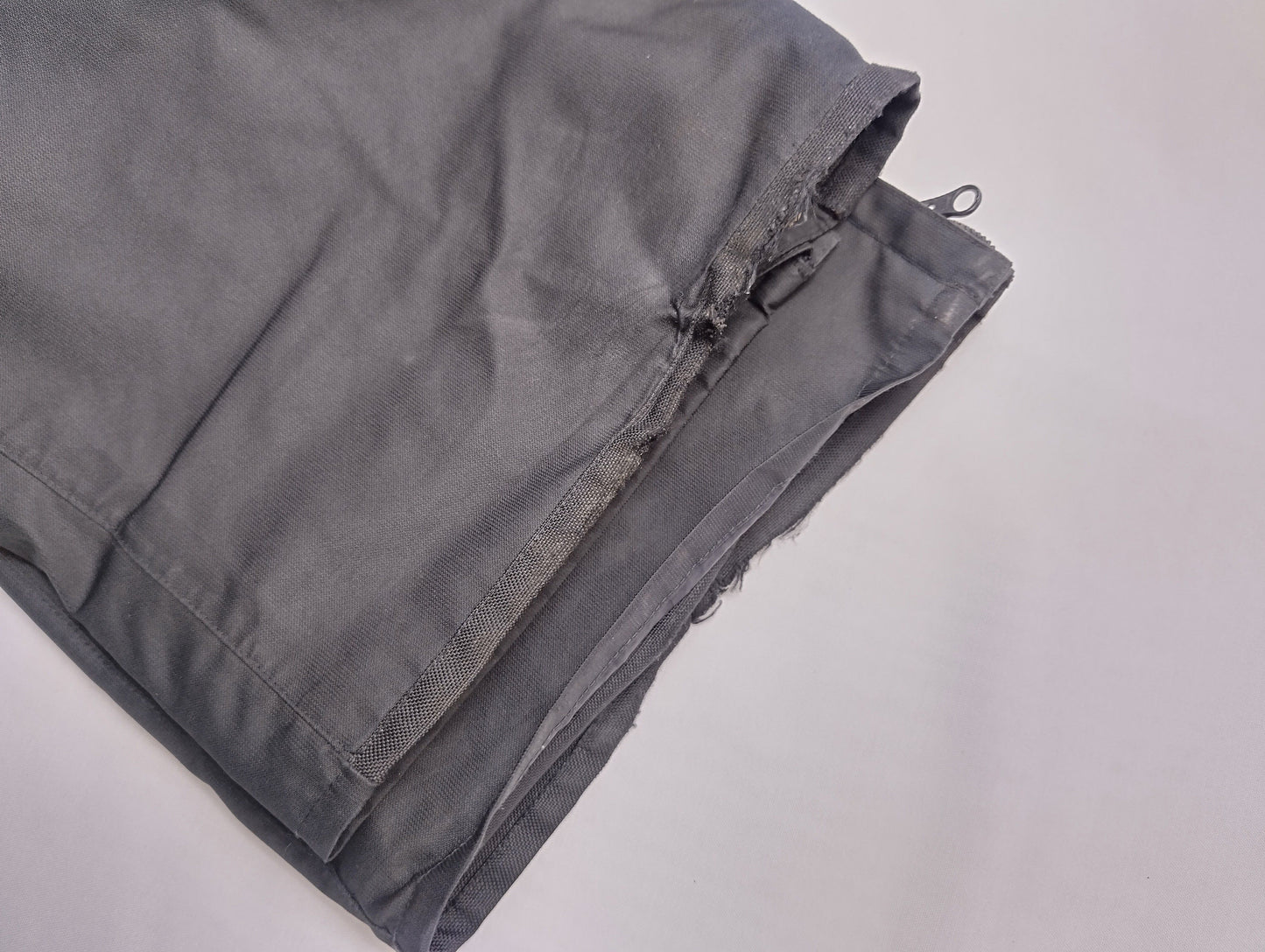 Detail of Snow pants cuffs and zippers