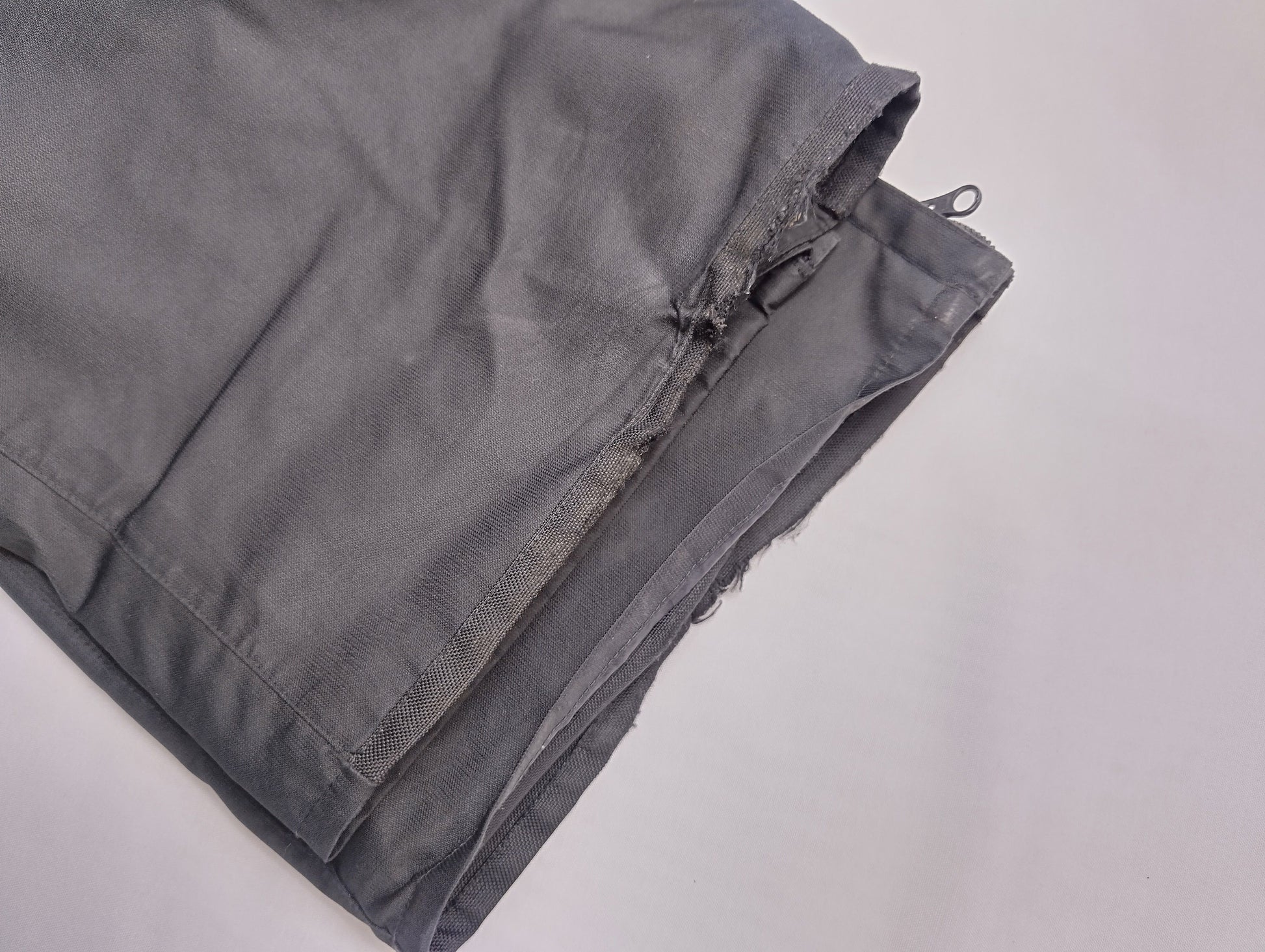 Detail of Snow pants cuffs and zippers