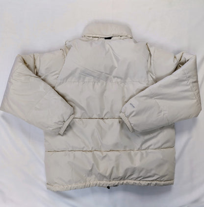 Back view of cream puffer jacket