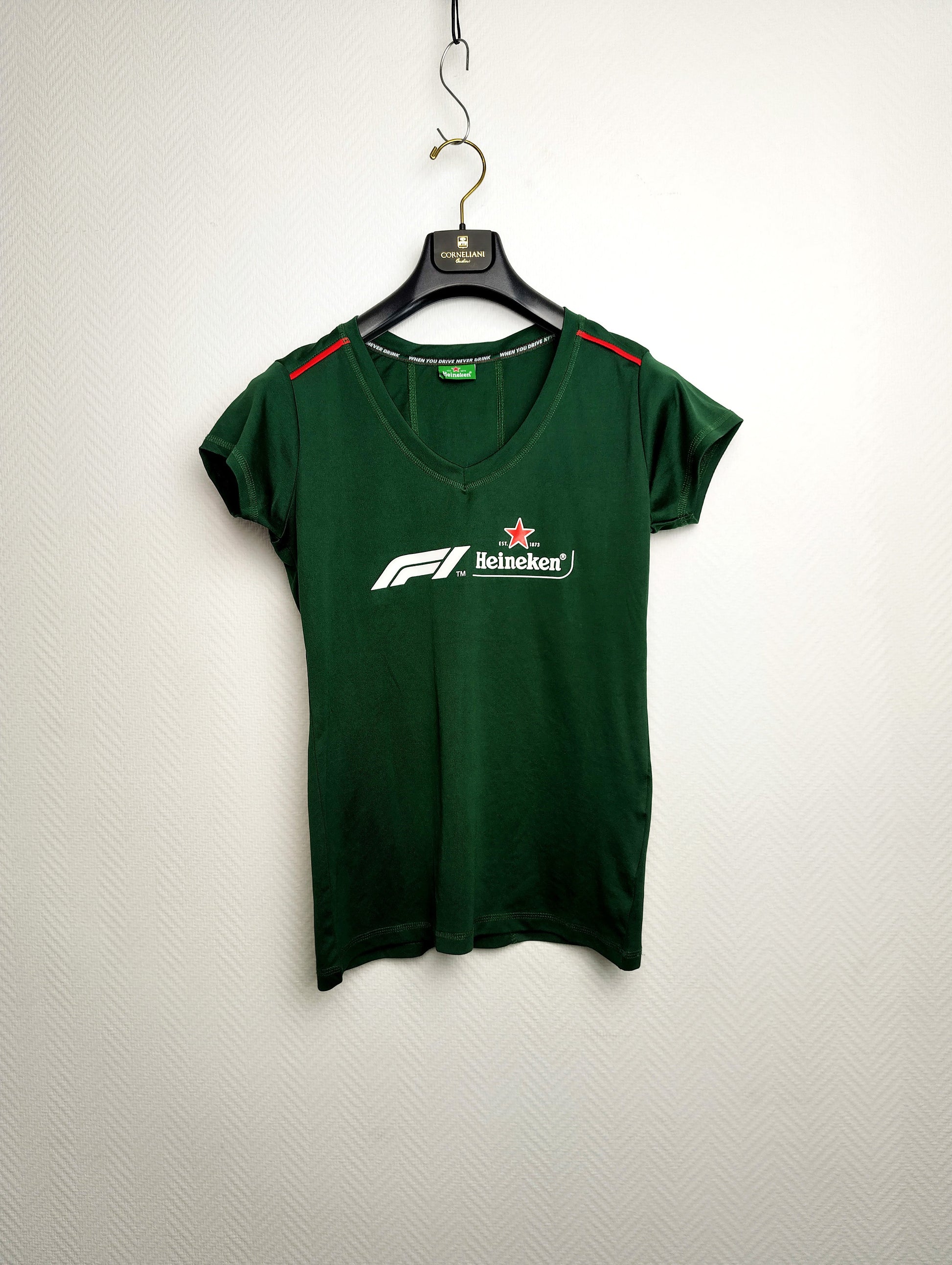 Front view of green Heineken Formula 1 t-shirt