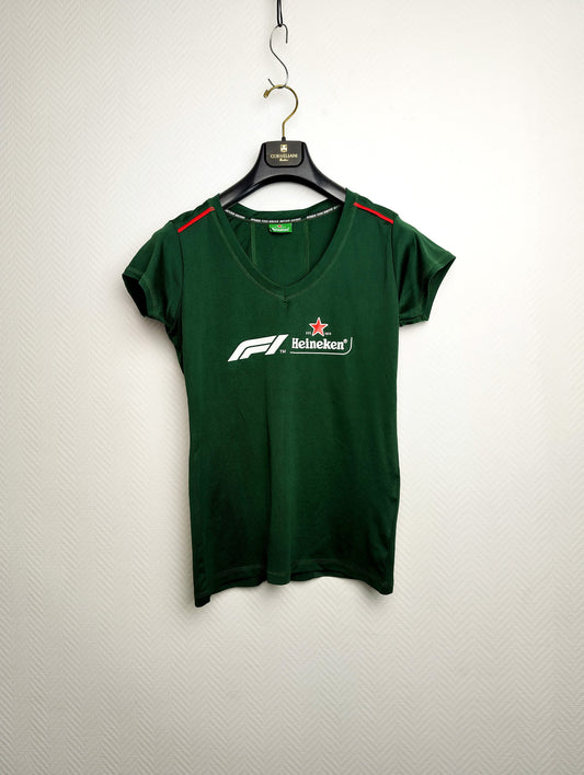 Front view of green Heineken Formula 1 t-shirt