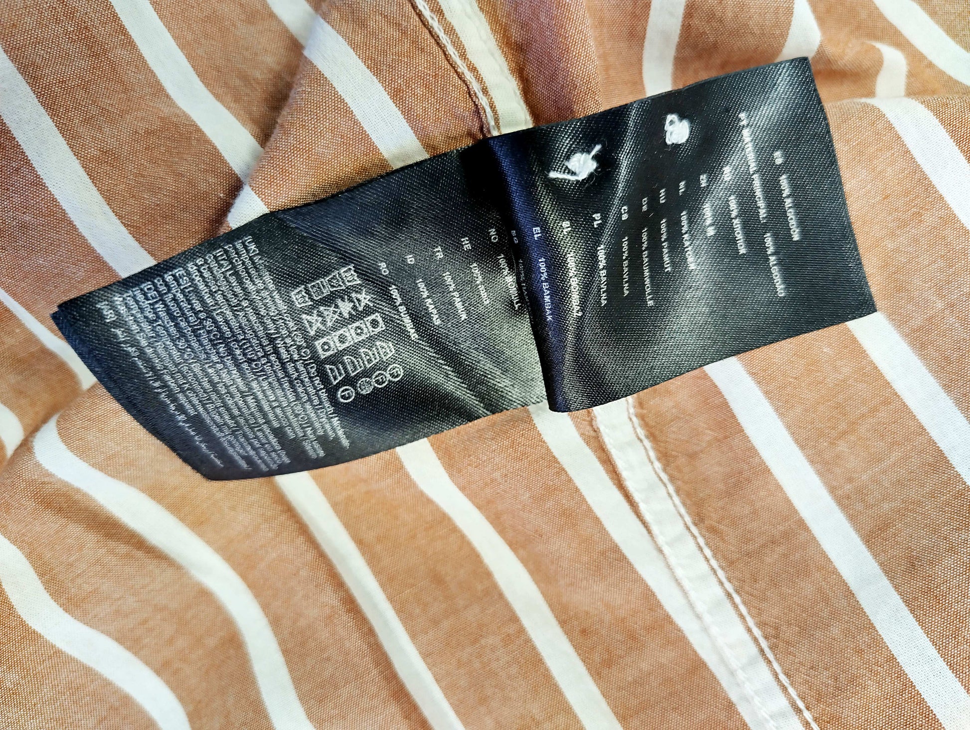 Close-up of care label with washing instructions