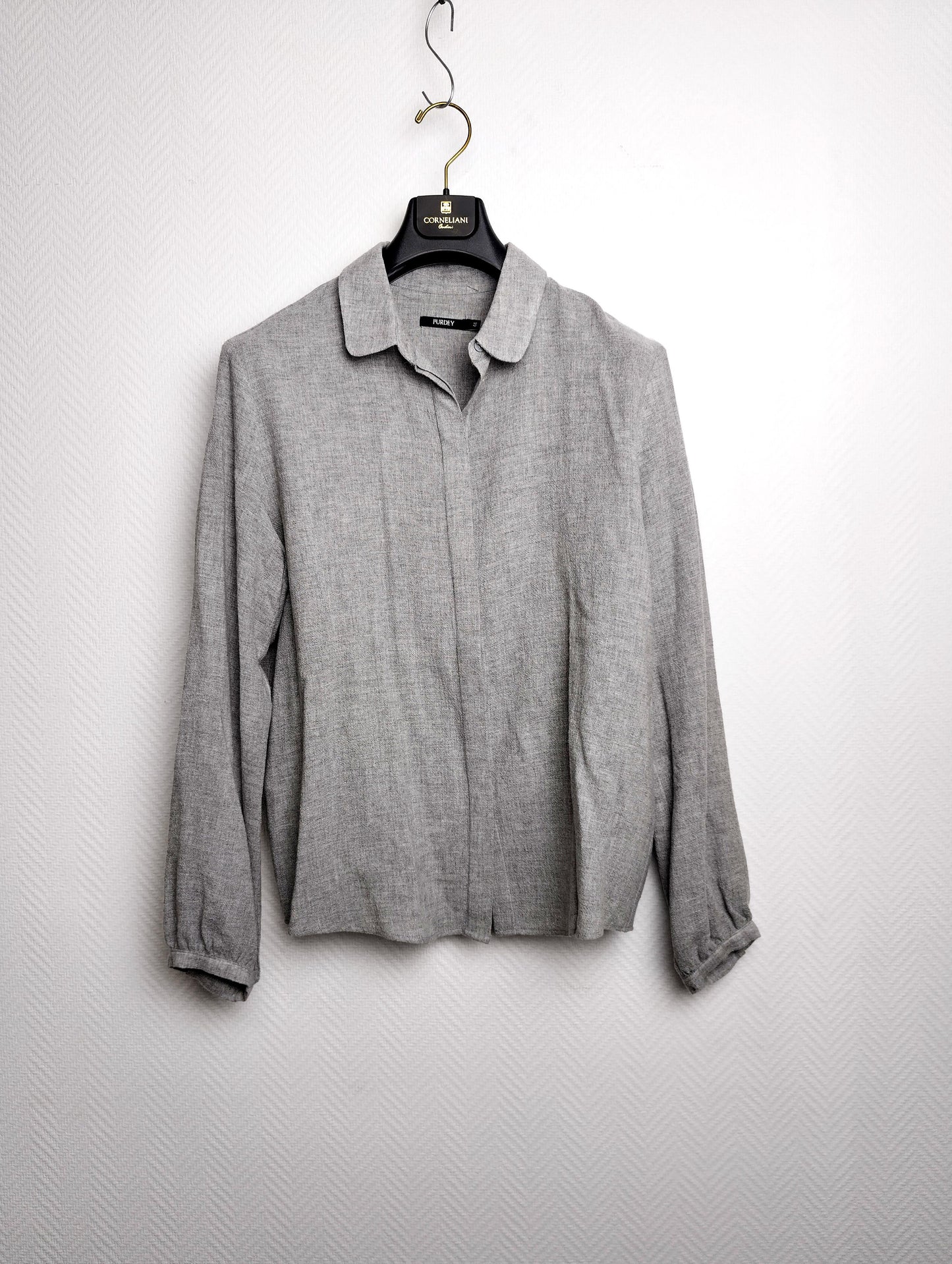 Front view of gray blouse