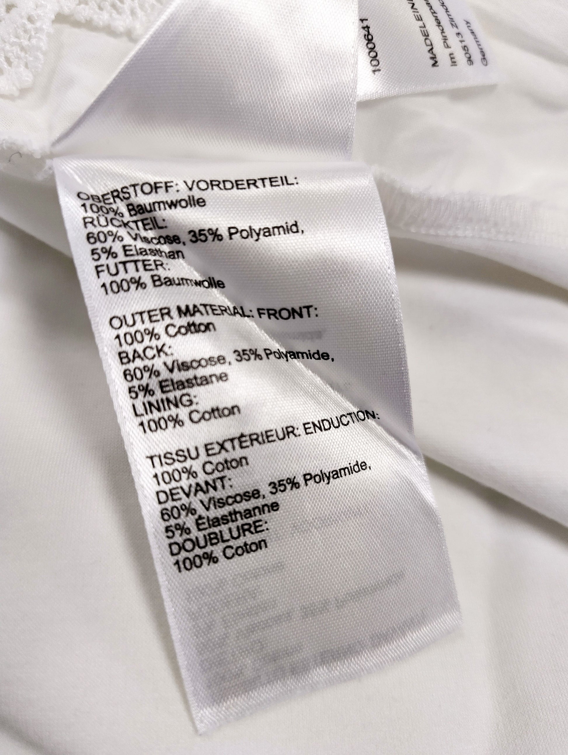 Care label detail showing material composition