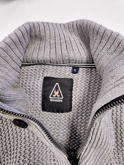 Close-up of the sweater's collar and label inside