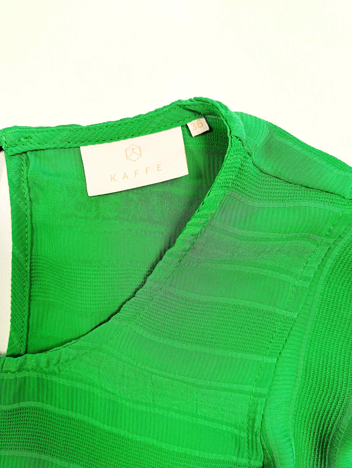 Close-up of the neckline and label