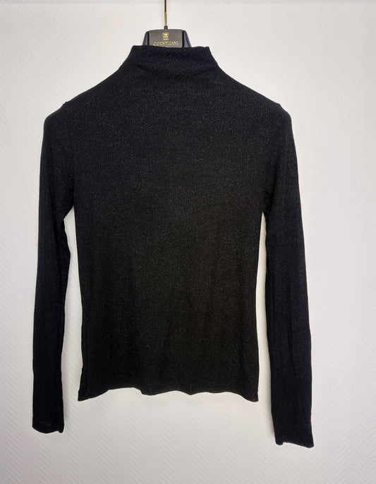 Back view of black long sleeve top