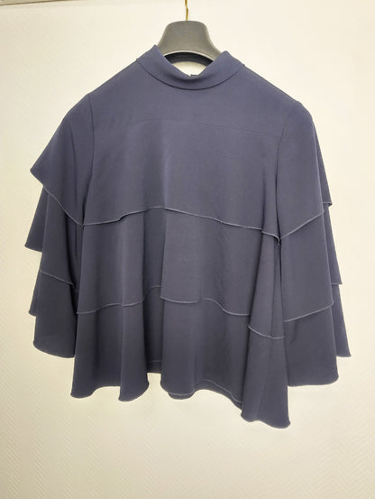 Back view of navy layered top