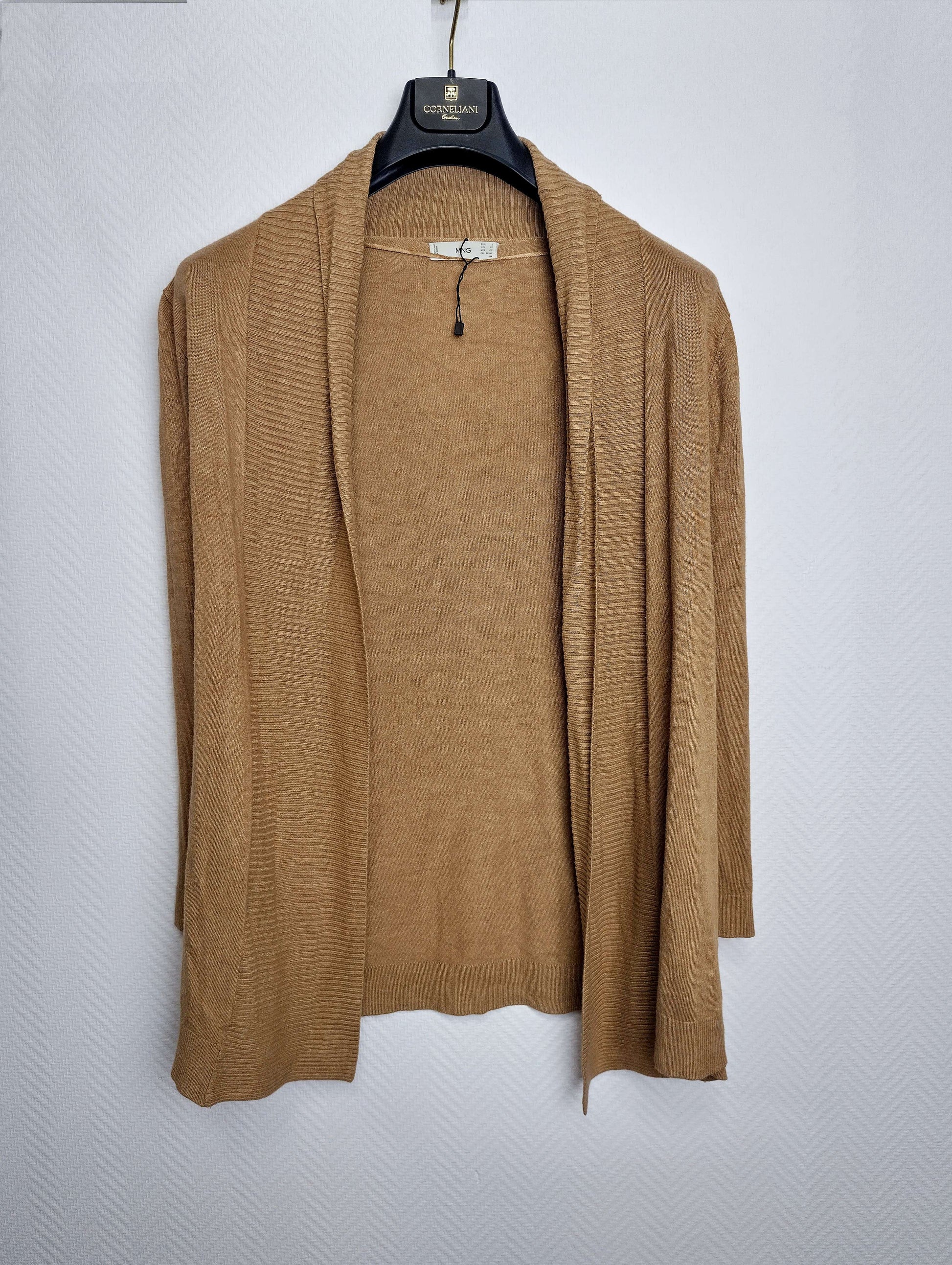 Front view of the MNG open front cardigan