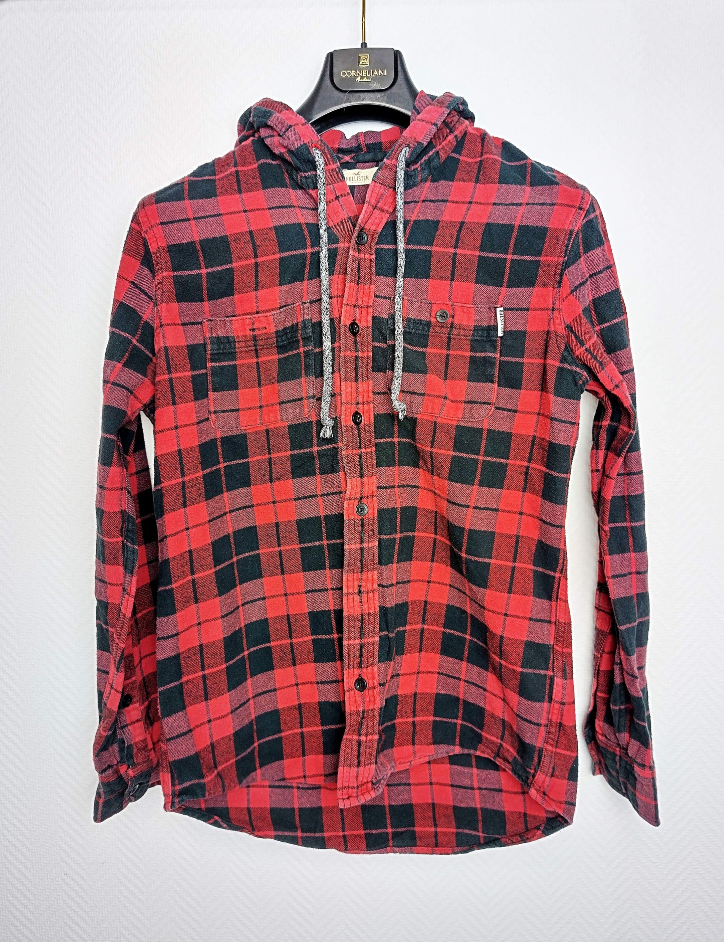 Front view of Hollister flannel hoodie