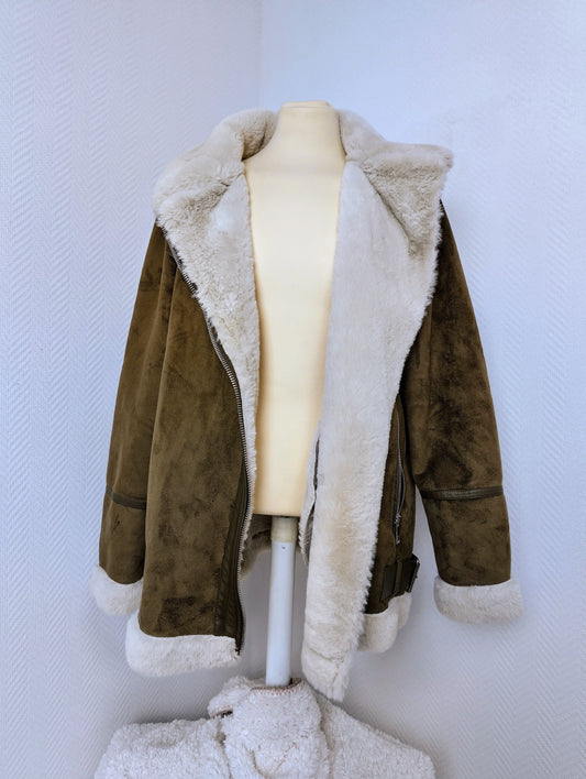 Front view of the shearling jacket