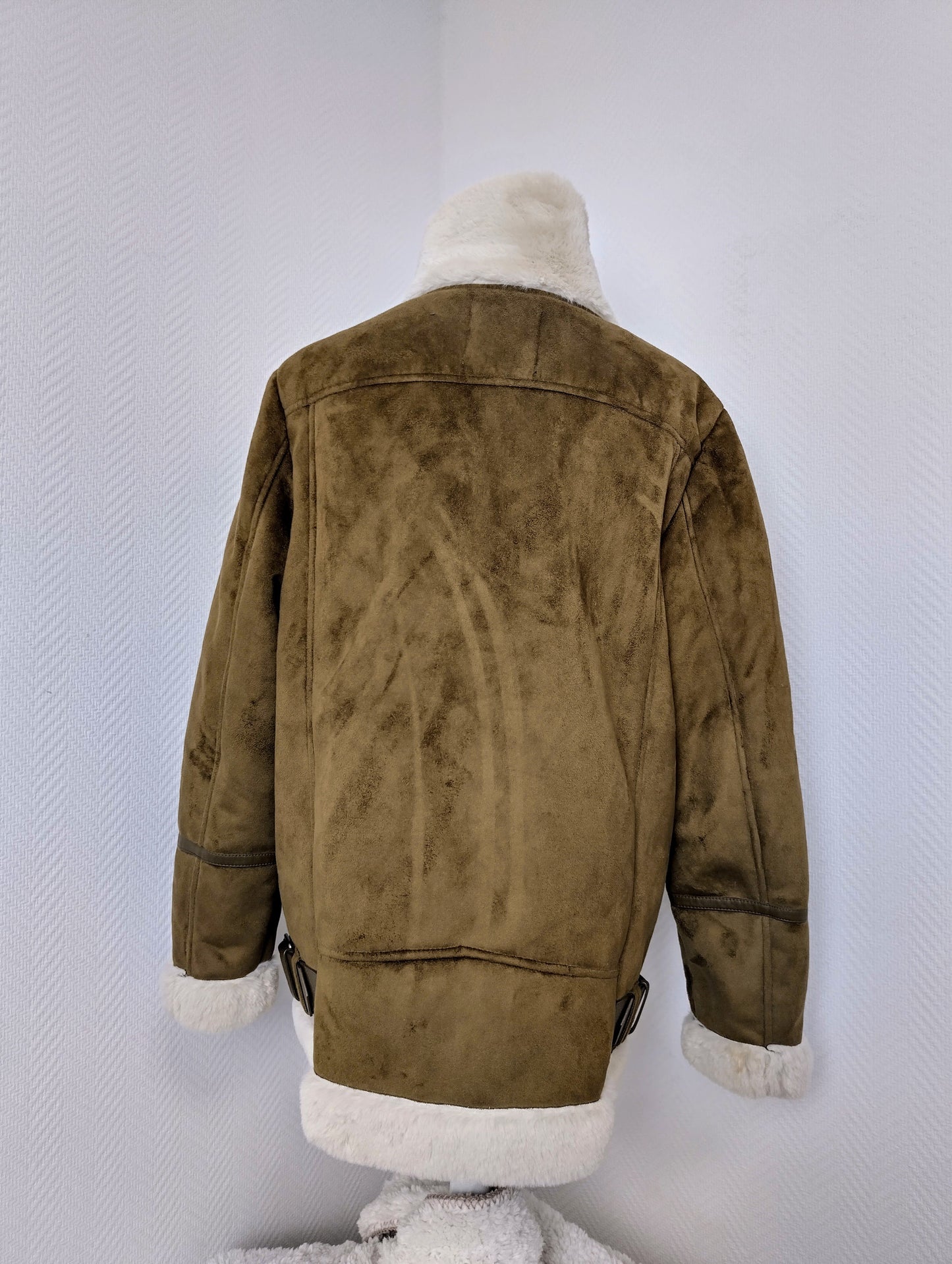 Back view of the shearling jacket