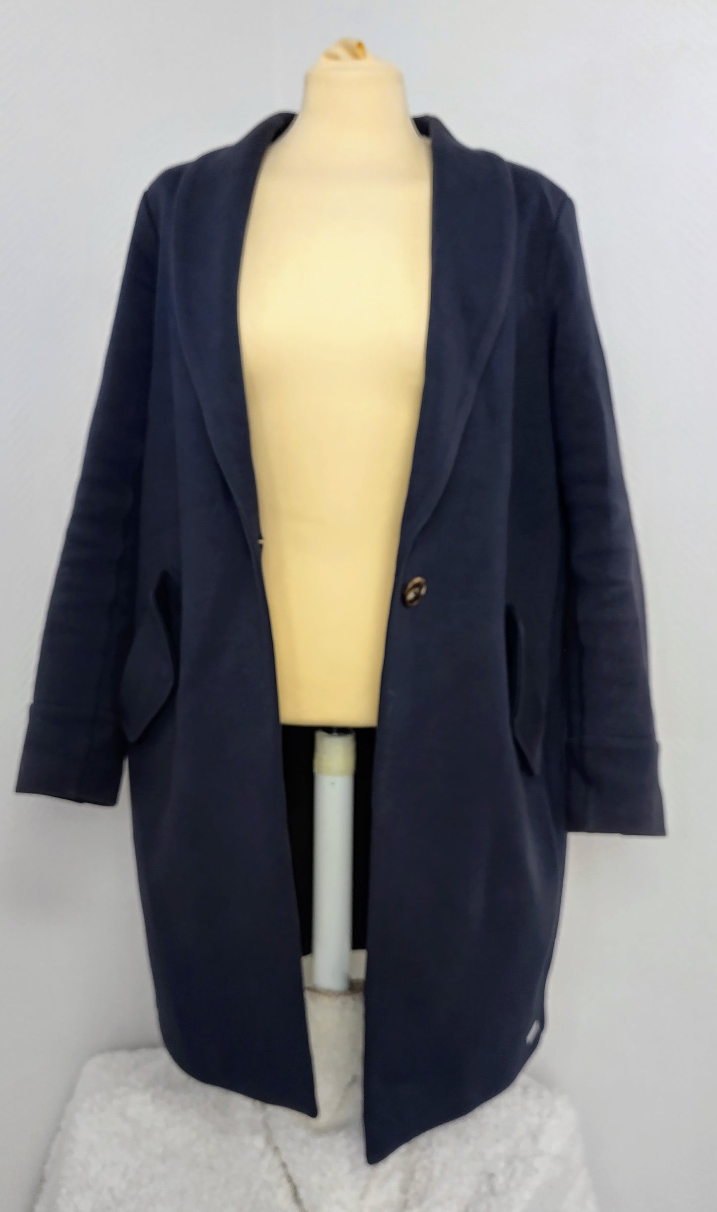Front view of navy blue coat