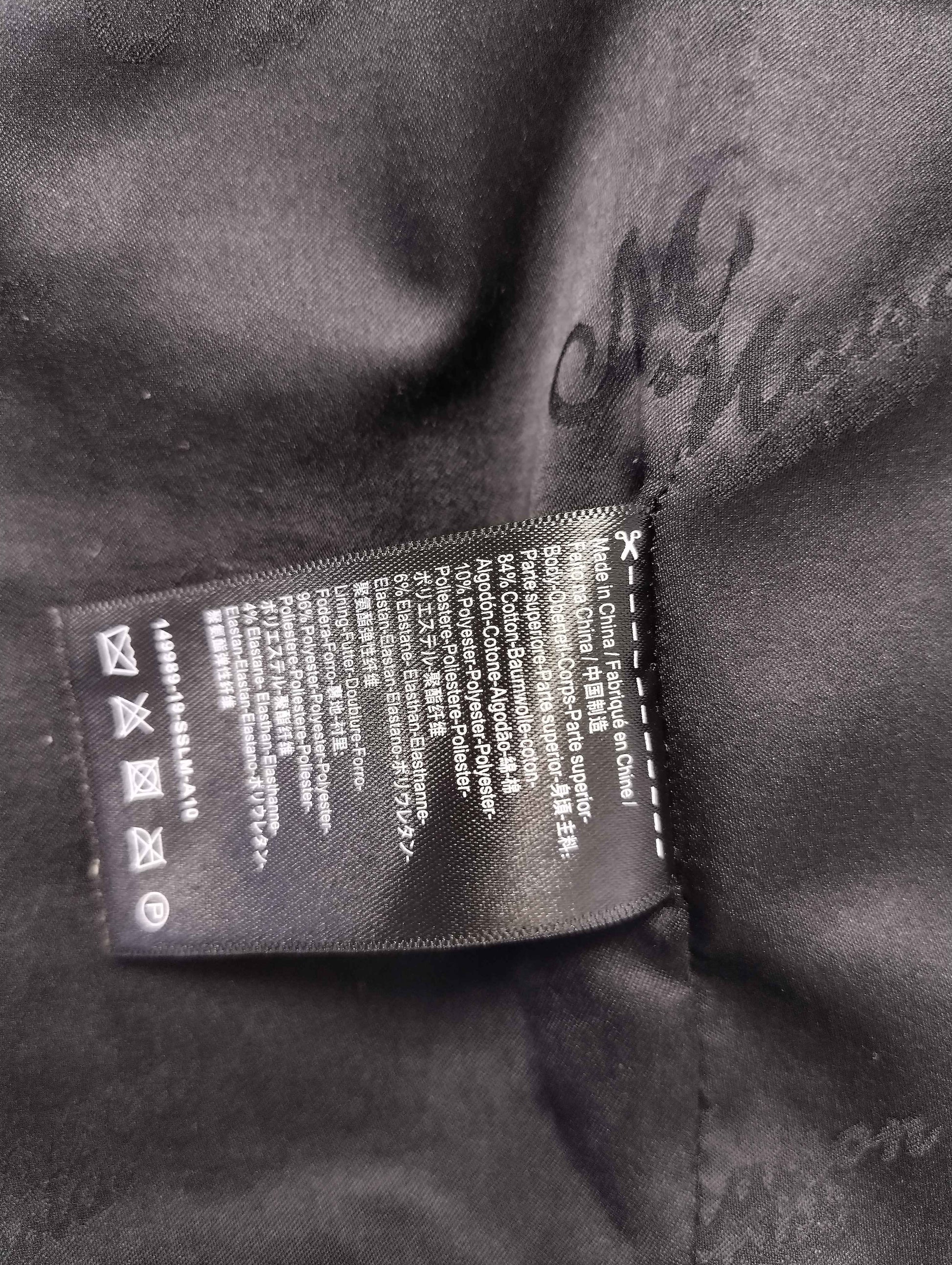 Care instructions label inside the coat