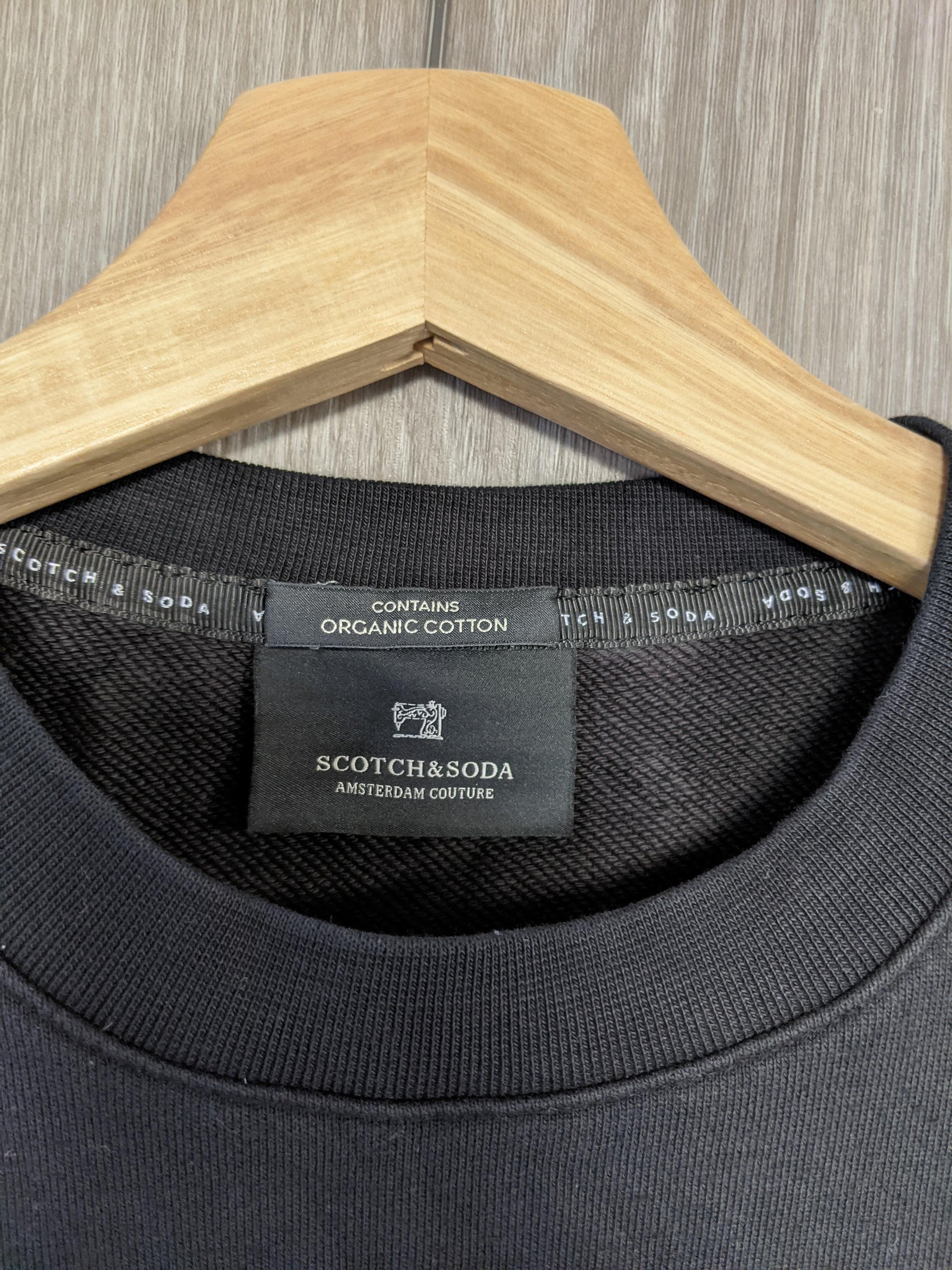 Close-up of sweater label