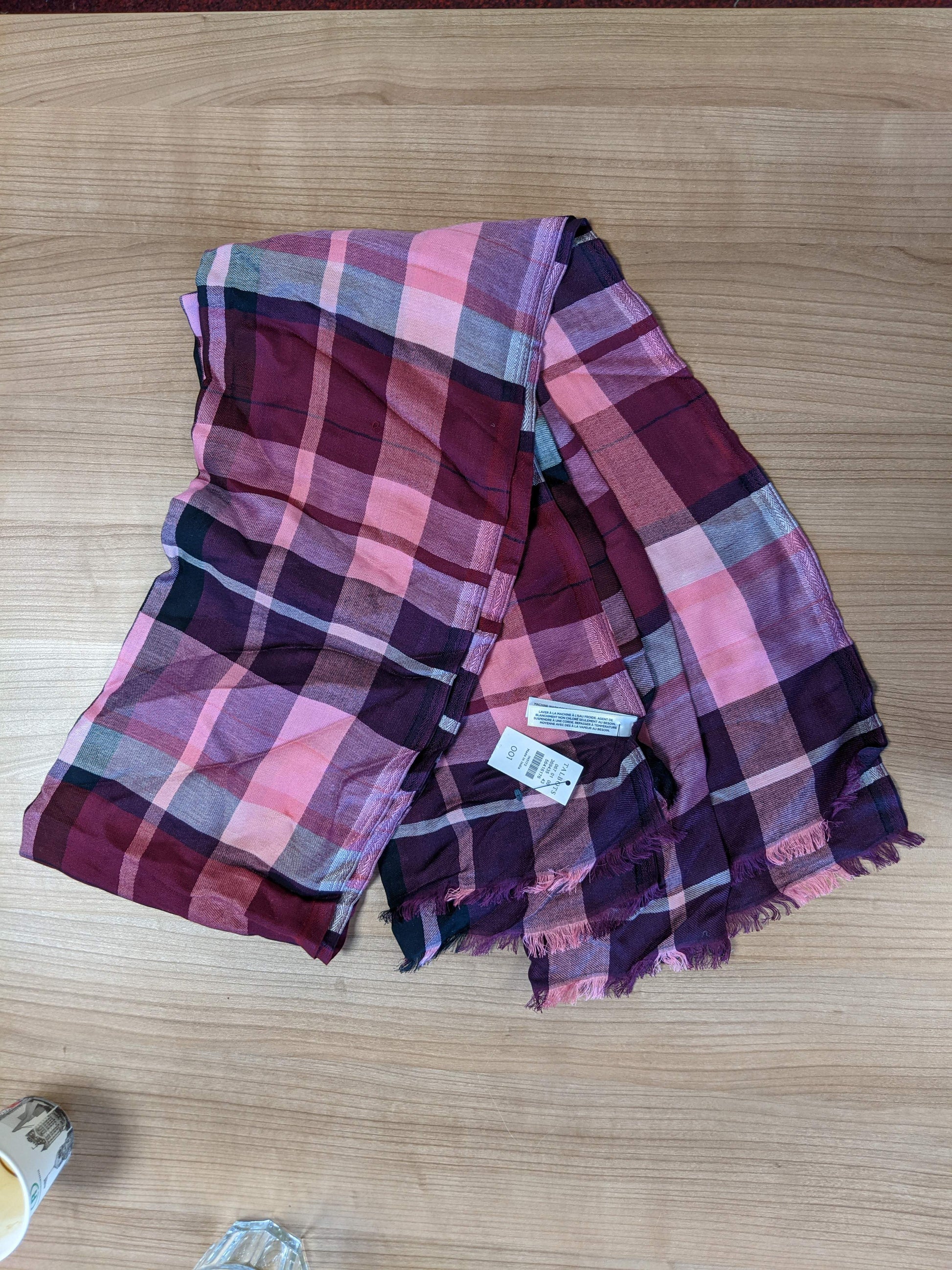 Talbots scarf on table