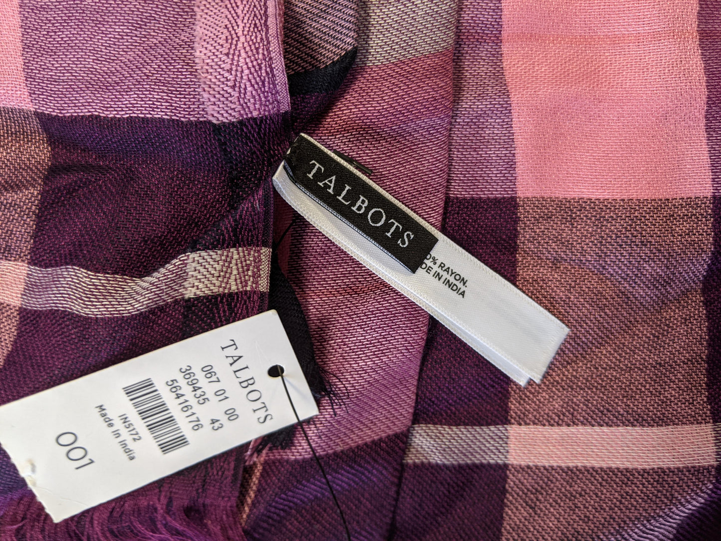 View of Talbots scarf label