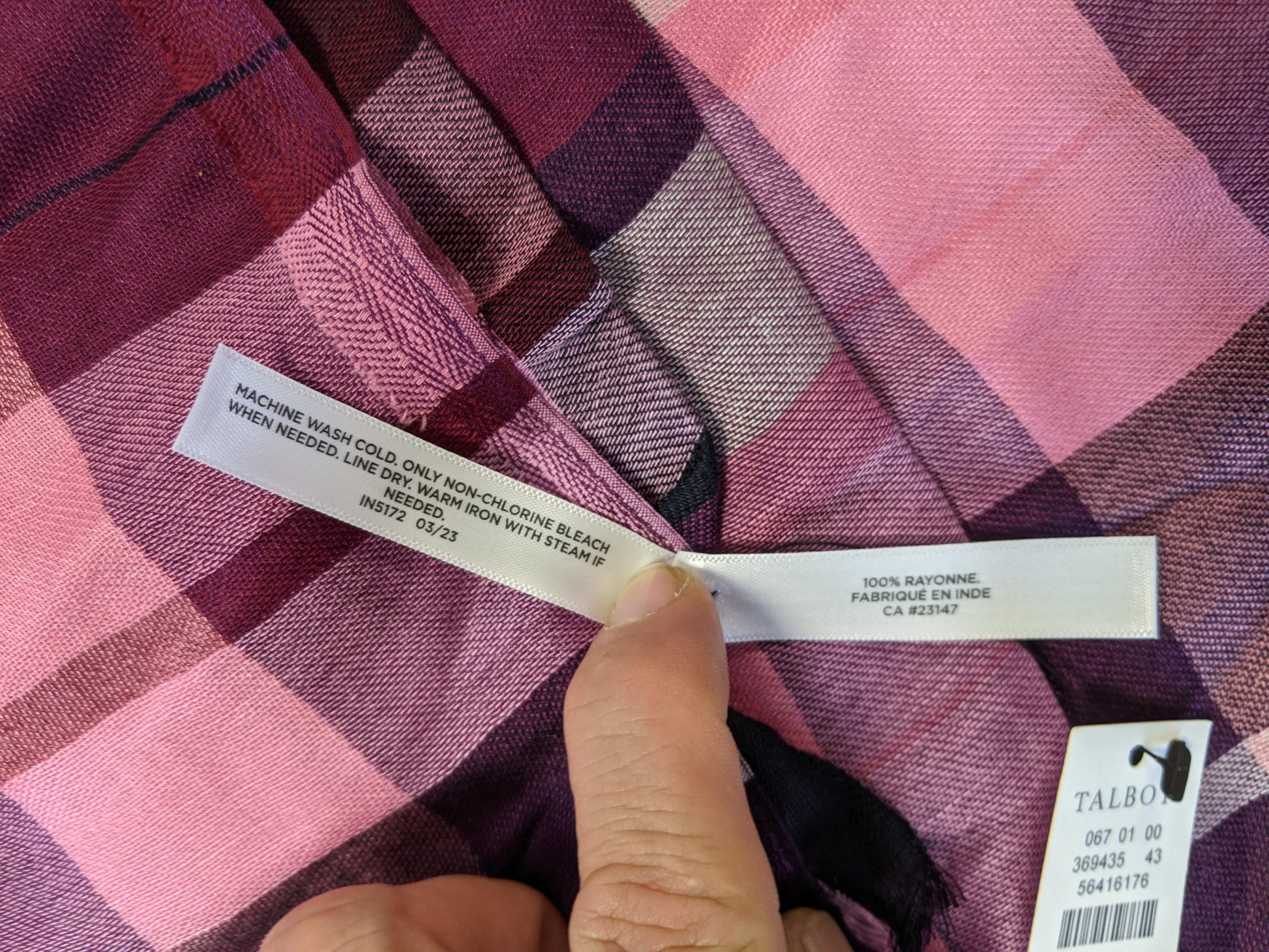 Care instructions of Talbots scarf