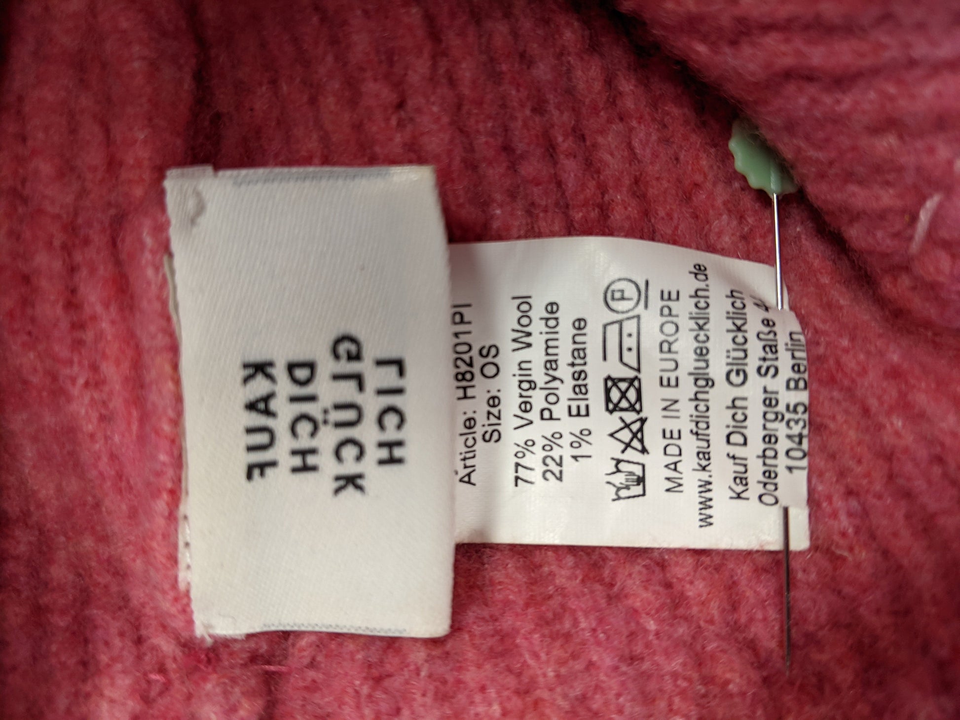 Another angle of label with care instructions