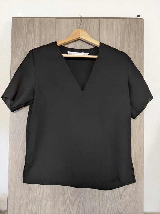 Black V-neck top front view