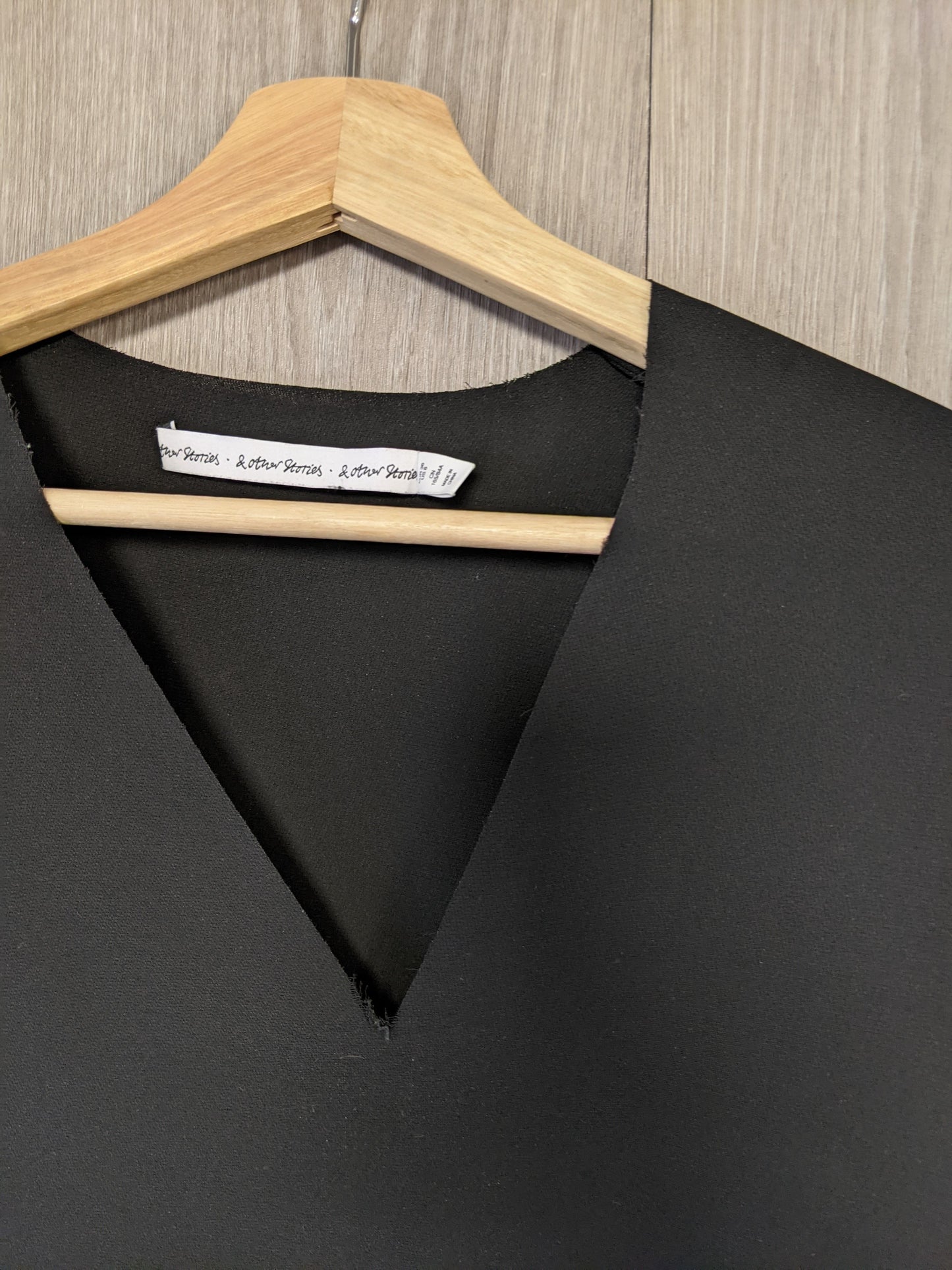 Close-up of the V-neckline