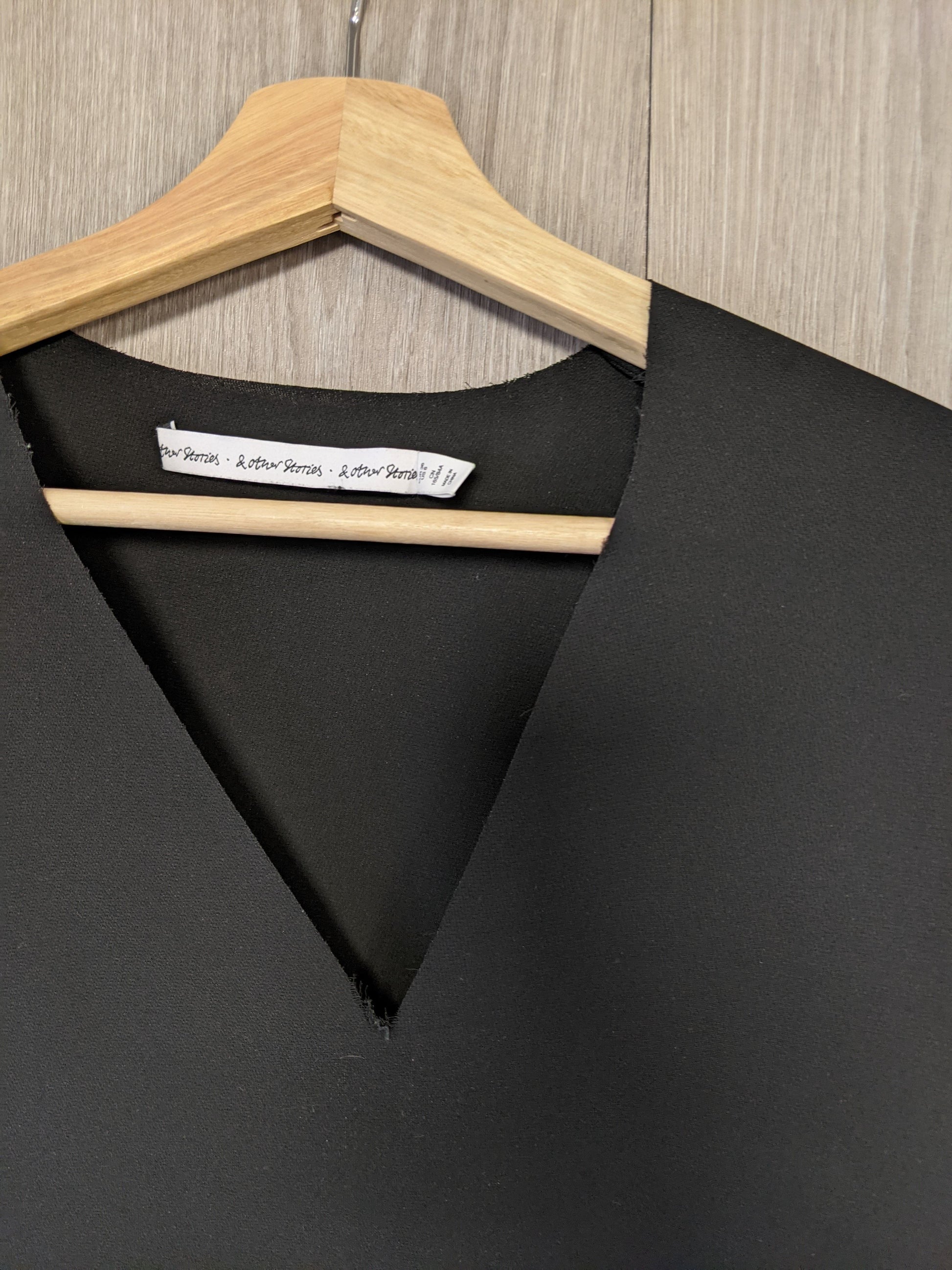 Close-up of the V-neckline