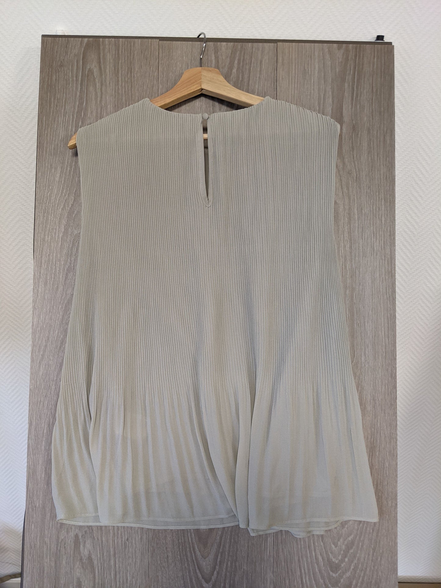 Light green pleated top back view