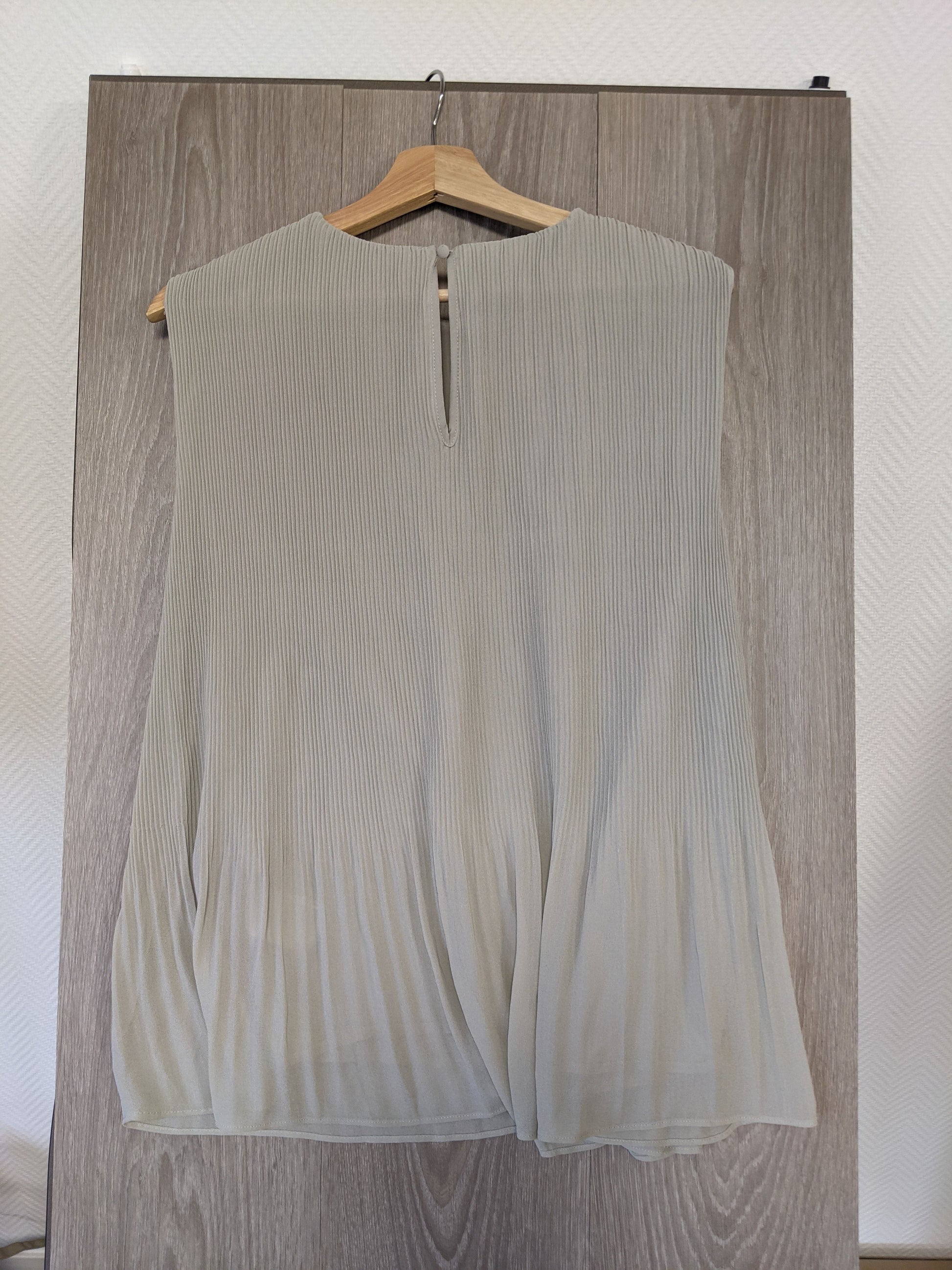 Light green pleated top back view