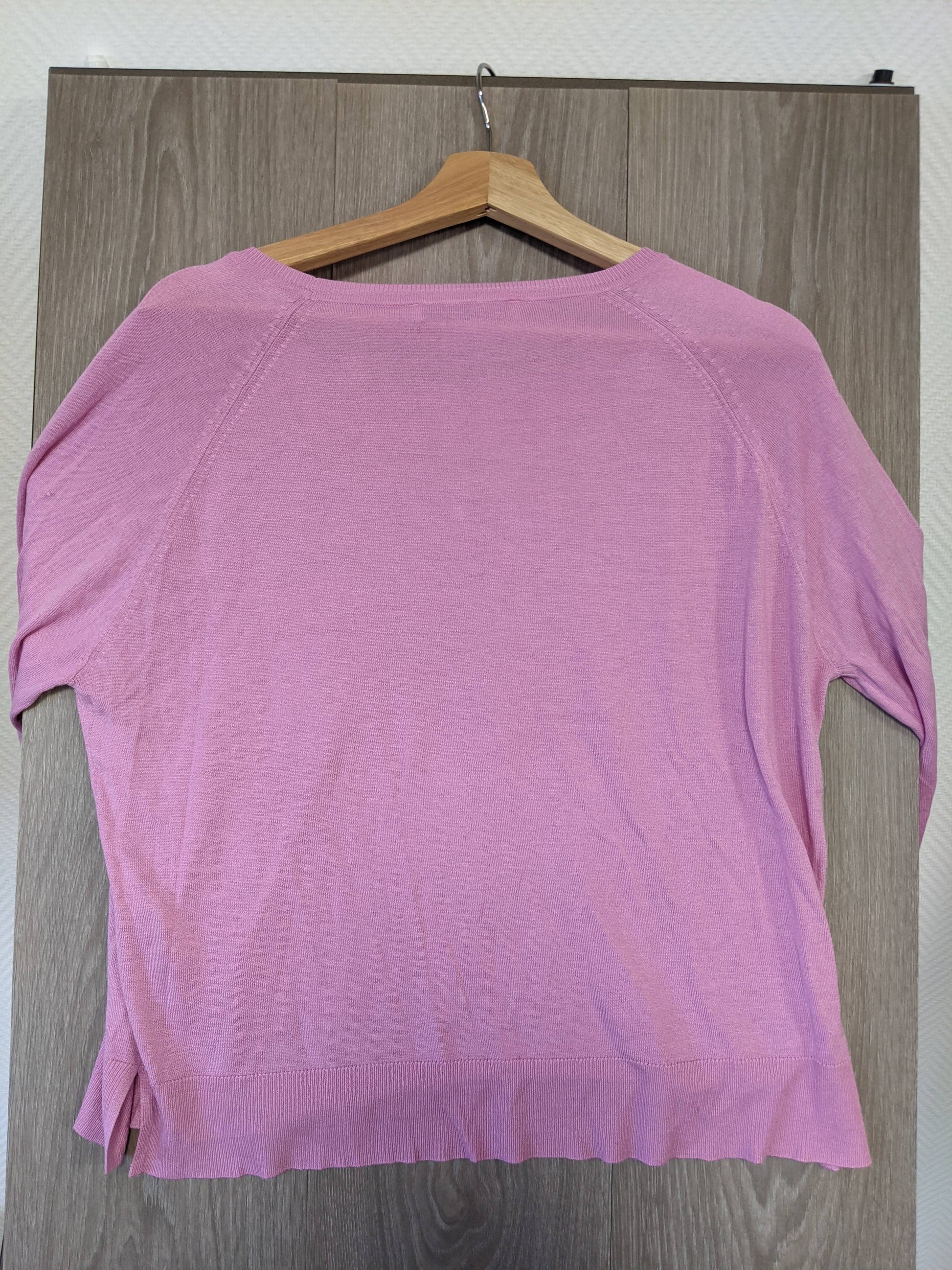 Back view of the pink sweater