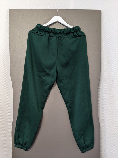 Back view of green sweatpants