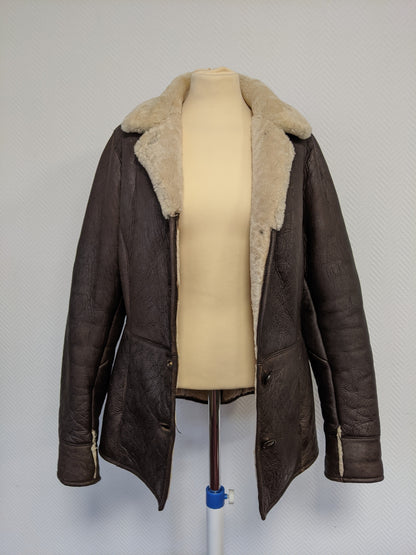 Opened front view of the vintage lambskin jacket
