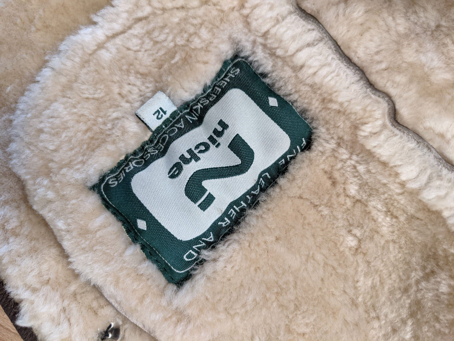 Close-up of the size label