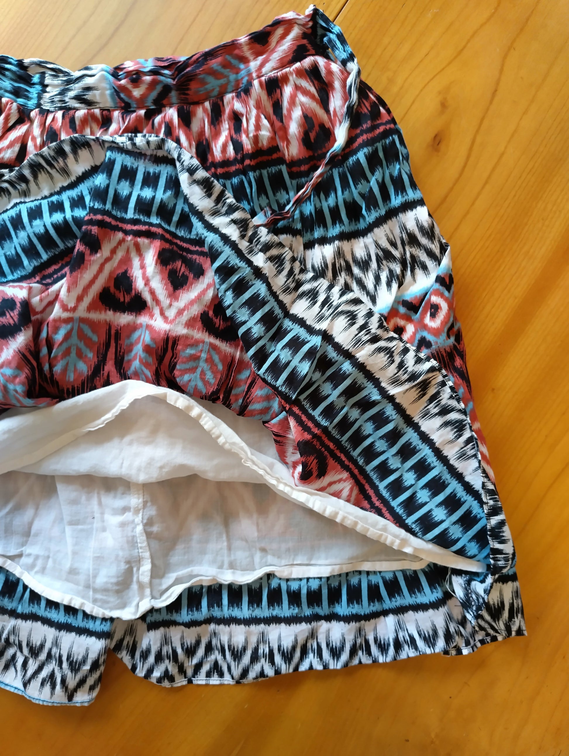Detail of the skirt showing the pattern