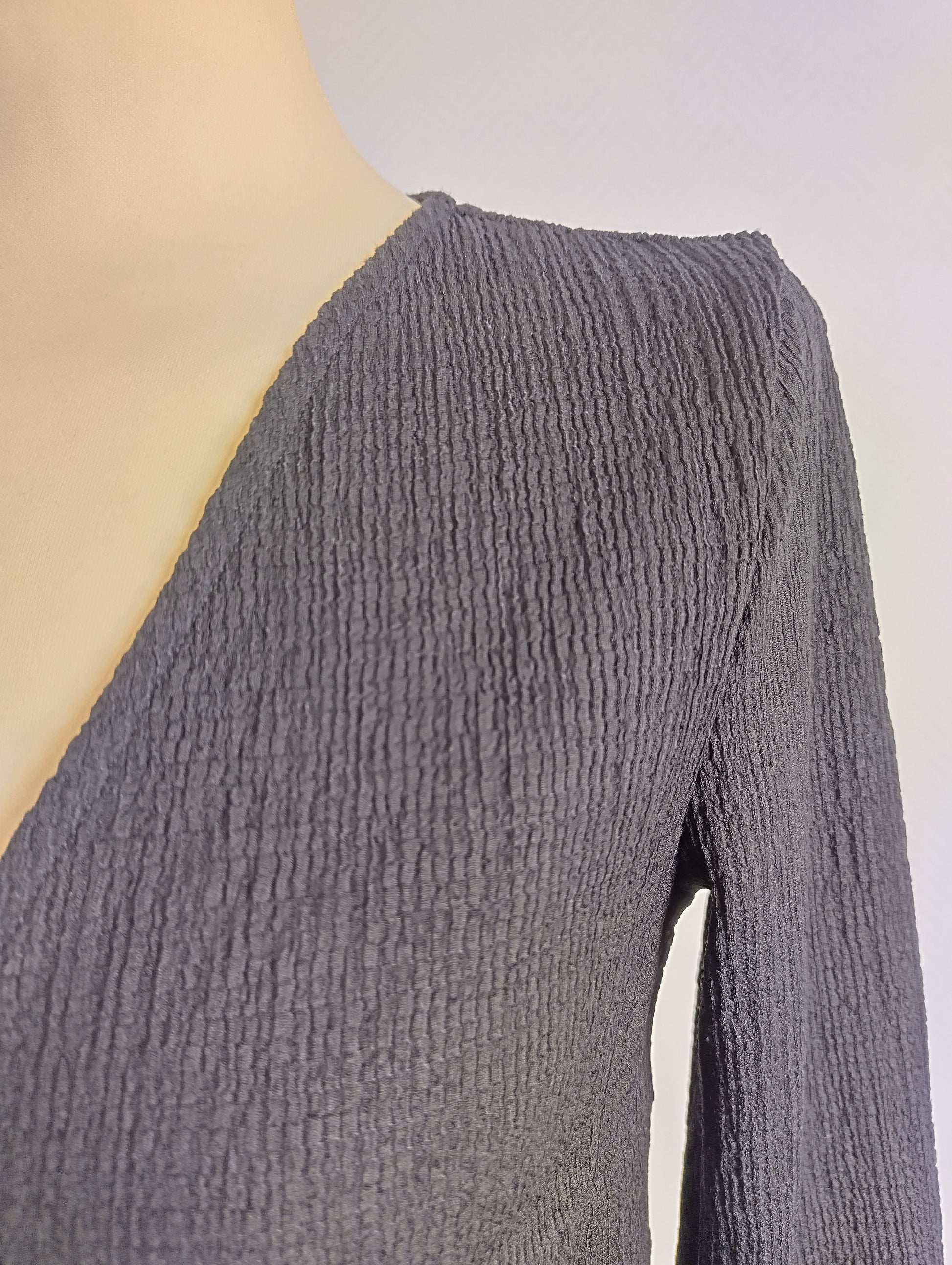Close-up of fabric texture on black top