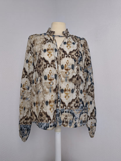 Front view of VILA boho print long sleeve top